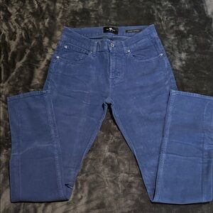 7 For All Mankind Blue Slimmy Tapered Corduroy Pants - 28
